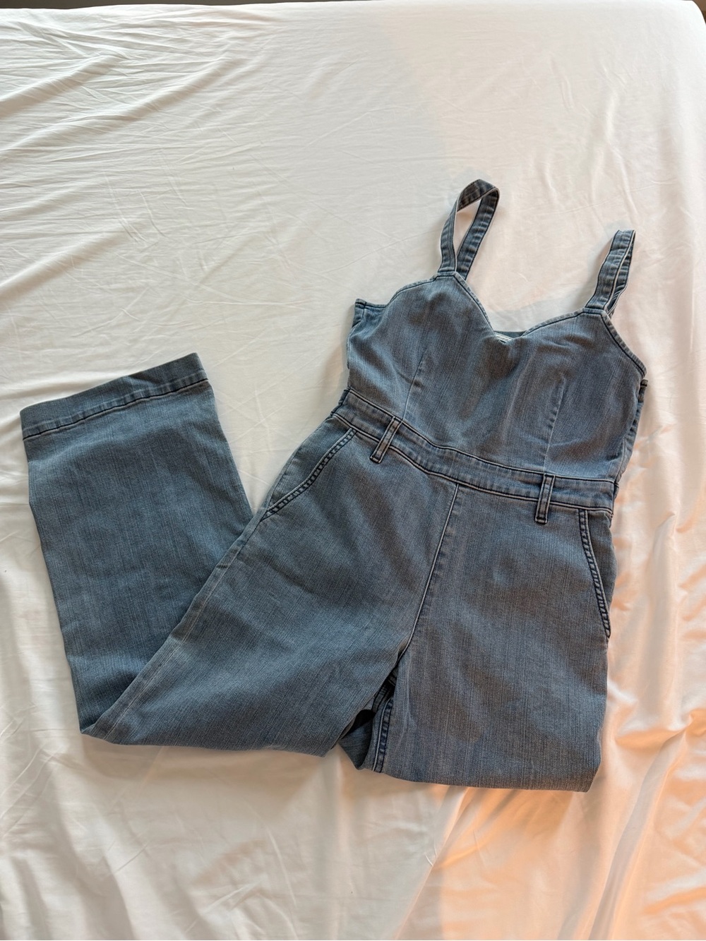 Women's Blue Denim Strap Jumpsuit